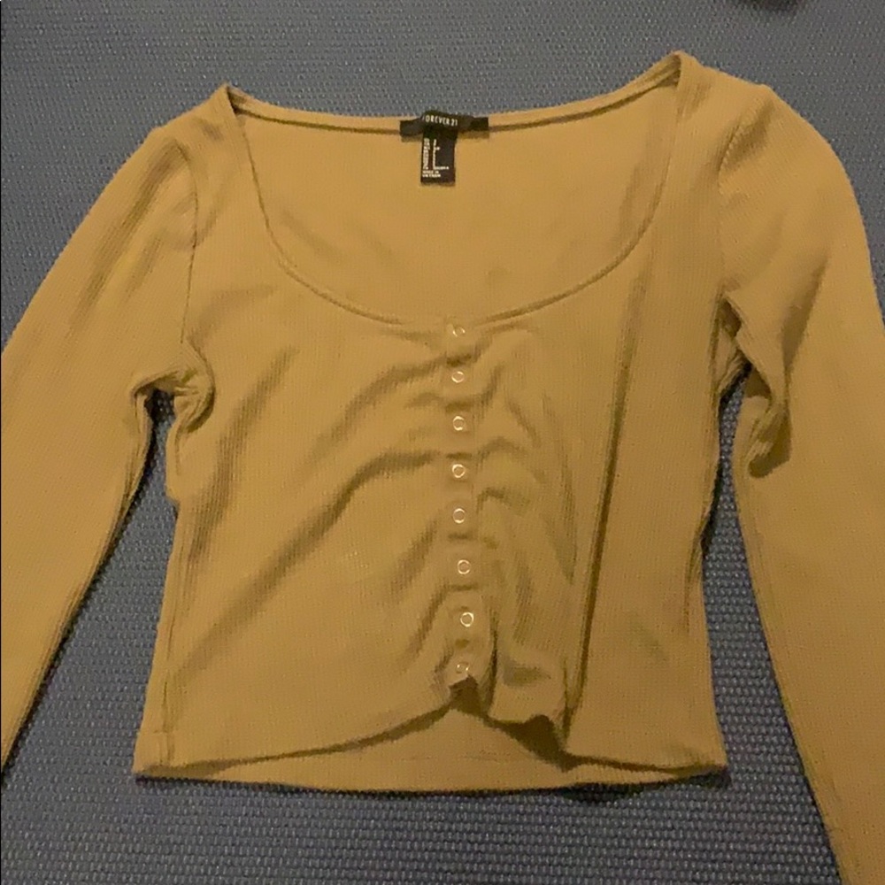 Forever 21 Button Up Crop Long Sleeve